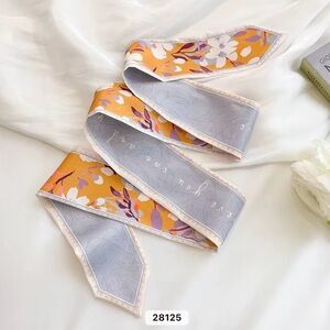 Floral Silk Twilly Skinny Scarf
